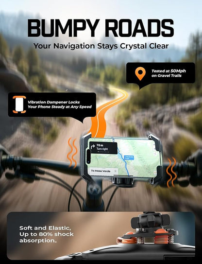 LISEN for iPhone 17 Bike Phone Holder for Motorcycle, [Compatible with Large Phone ＆ Anti-Navigation Shaking], Bicycle Phone Holder Handlebar Cell Phone Clamp for iPhone 17 Air Pro Max 16 15 Samsung