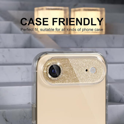 Choiche Compatible for iPhone 17 Air Camera Lens Protector, Bling Camera Cover with 9H Tempered Glass Lens Screen Protector Metal Ring Decoration Accessories 6.5-inch (Glitter-Gold)