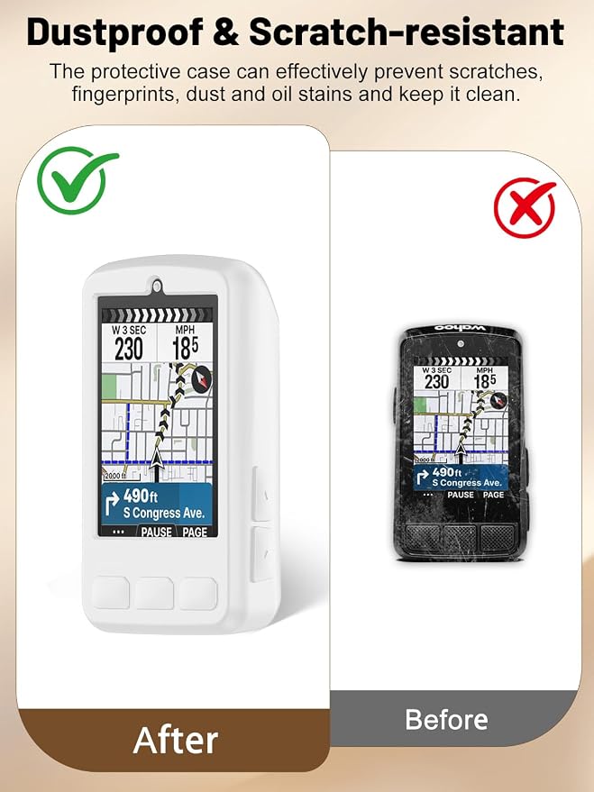 Silicone Protective Case for Wahoo ELEMNT Bolt V3 Cycling Computer, Full-Body Protective Cover with Precise Cutout, Shockproof Dustproof Protector Sleeve & Scratch-Resistant Sleeve (White)