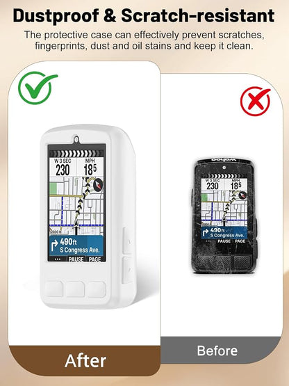 Silicone Protective Case for Wahoo ELEMNT Bolt V3 Cycling Computer, Full-Body Protective Cover with Precise Cutout, Shockproof Dustproof Protector Sleeve & Scratch-Resistant Sleeve (White)