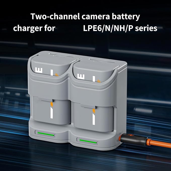 Dual Slot Battery Charger, 2H Fast Charging Case, Compatible with R5 R6 Mark II R6 Mark III 5D IV 7D II
