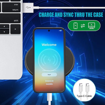 Battery Case for Galaxy A36/A56, Upgraded 10000mAh Rechargeable Portable Extended Battery Pack Supported Qi Wireless Charging Case Compatible with Galaxy A36/A56(6.7 inch) Charger Case (Black)