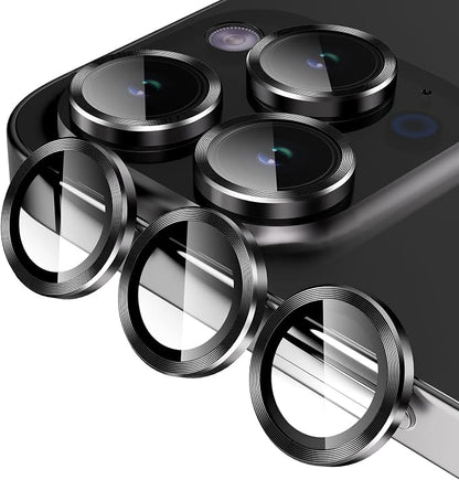 Jeluse Camera Lens Protector for iPhone 17 Pro Max/17 Pro/16 Pro Max/16 Pro/15 Pro Max/15 Pro/14 Pro Max/14 Pro, 9H Tempered Glass Screen Protector Cover Alignment Kit Metal Individual Ring