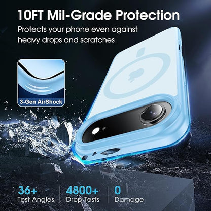 Magnetic for iPhone Air case, with Camera Lens Protector [10Ft Military-Grade Protection] Compatible with fit MagSafe Slim case for iPhone 17 Air 6.5 inch, Light Blue