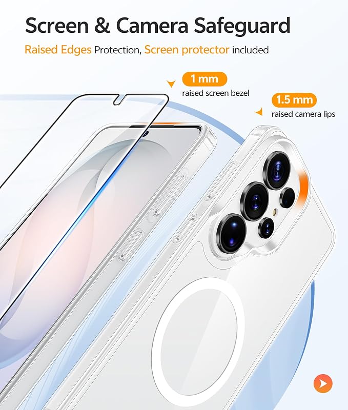 FNTCASE for Samsung Galaxy S26-Ultra Case: [Fit for Magsafe] [Screen Protector] Anti Yellowing Transparent Clear Military Grade - Shockproof Protective Phone Cover - Clear
