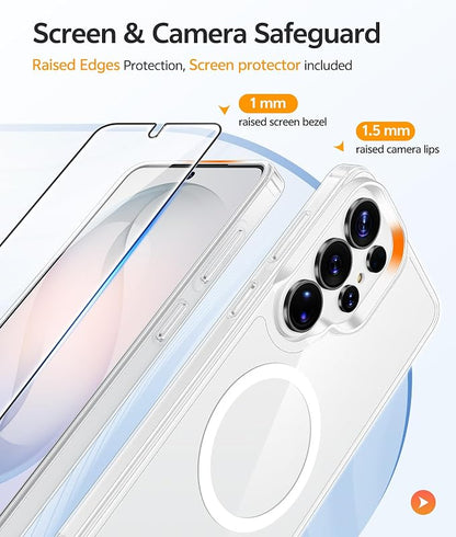 FNTCASE for Samsung Galaxy S26-Ultra Case: [Fit for Magsafe] [Screen Protector] Anti Yellowing Transparent Clear Military Grade - Shockproof Protective Phone Cover - Clear