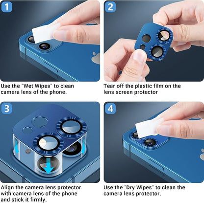 AFARER Camera Lens Protector for iPhone 12 [Strong Adsorption][Drop Protection][Easy Installation],Metal Aluminum Alloy Tempered Glass,Case Friendly-Black Titanium (1 PCS)