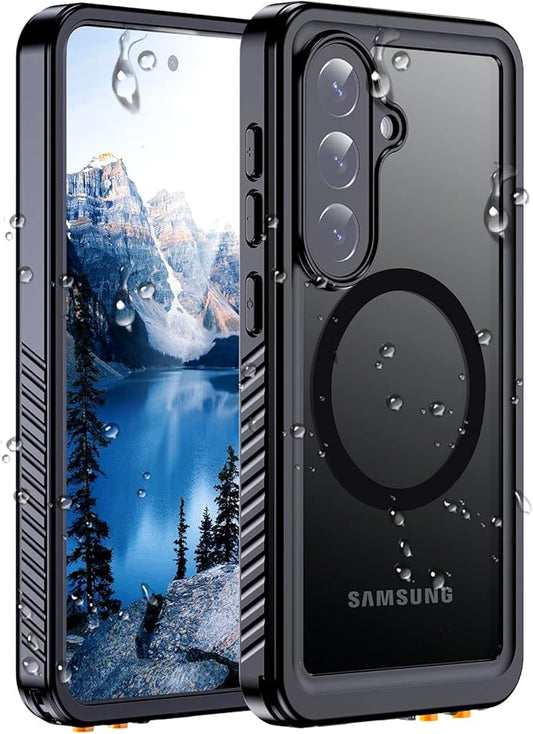 Hualele for Samsung Galaxy S26 Case Waterproof, Compatible with MagSafe, Built in Lens & Screen Protector Rugged Full Body Military Grade Drop Protection IP68 Underwater Cover for Galaxy S26 5G Black