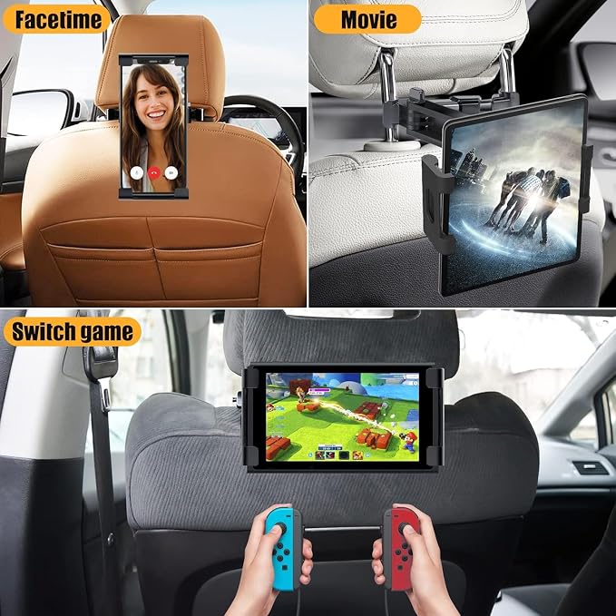 najiaxiaowu PC Tablet Mounts 2 Pack Tablet Holder for Car,ipad Headrest Mount for 5.5-18.4 Inch ipad/Phones Car Tablets Holder with 360°Rotating Adjustable,Black