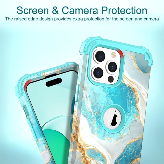 Hocase for iPhone 14 Pro Max Case, Heavy Duty Shockproof Protection Soft Silicone Rubber+Hard Plastic Bumpers Hybrid Protective Case for iPhone 14 Pro Max 2022 - Teal