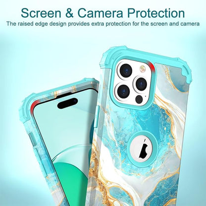 Hocase for iPhone 14 Pro Max Case, Heavy Duty Shockproof Protection Soft Silicone Rubber+Hard Plastic Bumpers Hybrid Protective Case for iPhone 14 Pro Max 2022 - Teal