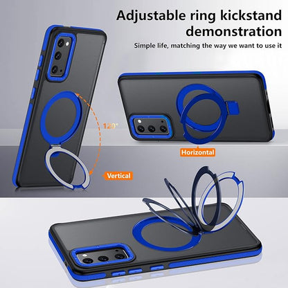 for Samsung Galaxy S20 FE Case, Magnetic Adjustable Ring Stand [Fit for Magsafe], [Military-Grade Shockproof Protection] Phone Case with Kickstand&Ring Holder (Blue)