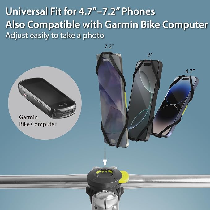 BONE Bike Tie Connect Kit 3, Magnetic Bicycle Phone Mount for Stem, Detachable & 360° Rotatable Silicone MTB Holder, Cycling Phone Carrier for iPhone & 4.7"–7.2" Smartphones (Magnetic - Stem)