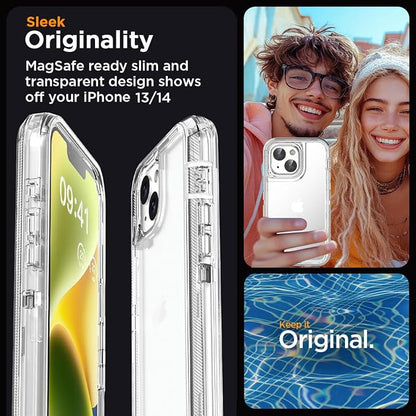 AICase for iPhone 16e/iPhone 13/iPhone 14 Case Clear 3 in 1 Heavy Duty Drop Protection Full Body Rugged Shockproof/Dust Proof 3-Layer Military Protective Tough Durable Cover for iPhone 16e/13/14 6.1"