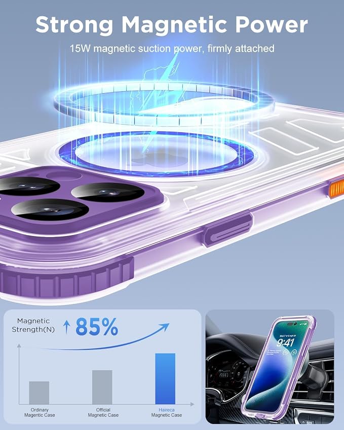 for iPhone 16 Pro Waterproof Case with Magsafe, Built-in [Camera & Screen Protector] [Lanyard], IP68 Water Proof Full Body Dustproof Heavy Duty Frosted Protective Phone Cover, 6.3" Purple