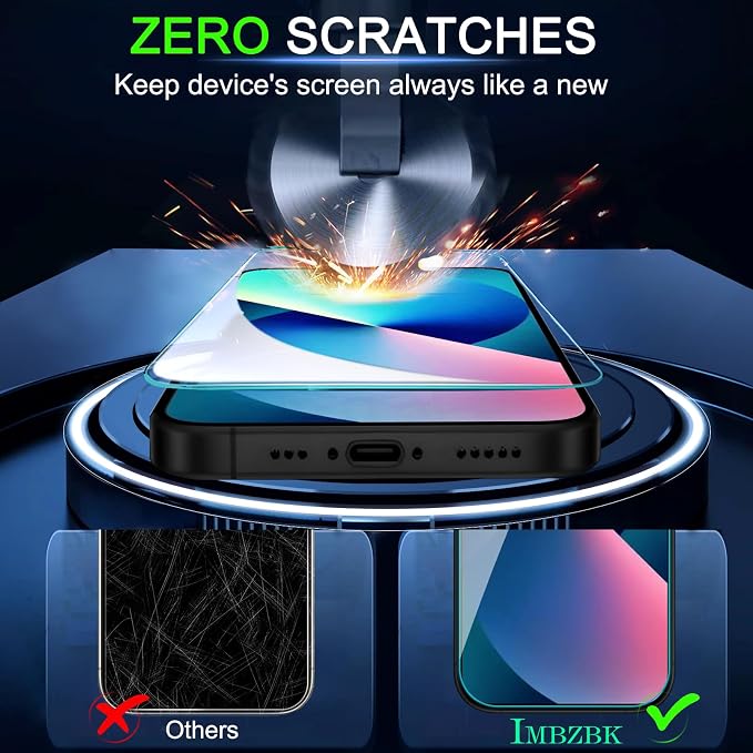 IMBZBK [Auto-Dust Removal] 3 Pack Screen Protector for iPhone 13 [6.1 INCH] Accessories, Case Friendly Film, Military Grade Shatterproof Tempered Glass 3 Camera Lens Protector, Easy Installation