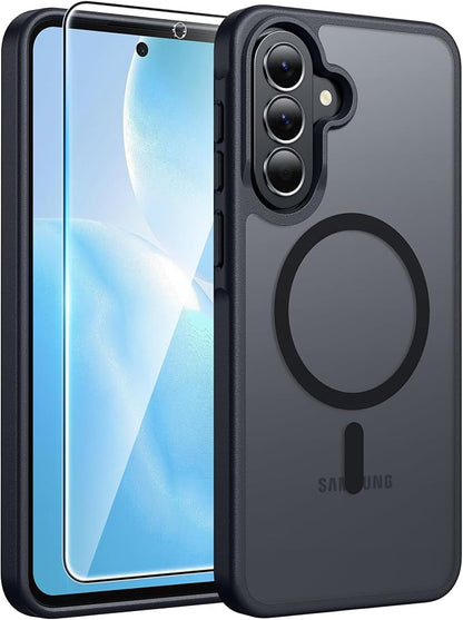 FNTCASE for Galaxy A37 5G Phone Case: Samsung A36 5G Case [Compatible with Magsafe] Matte Translucent [Screen Protector] Military Grade Protection for Samsung A37 & A36 Cases - Black