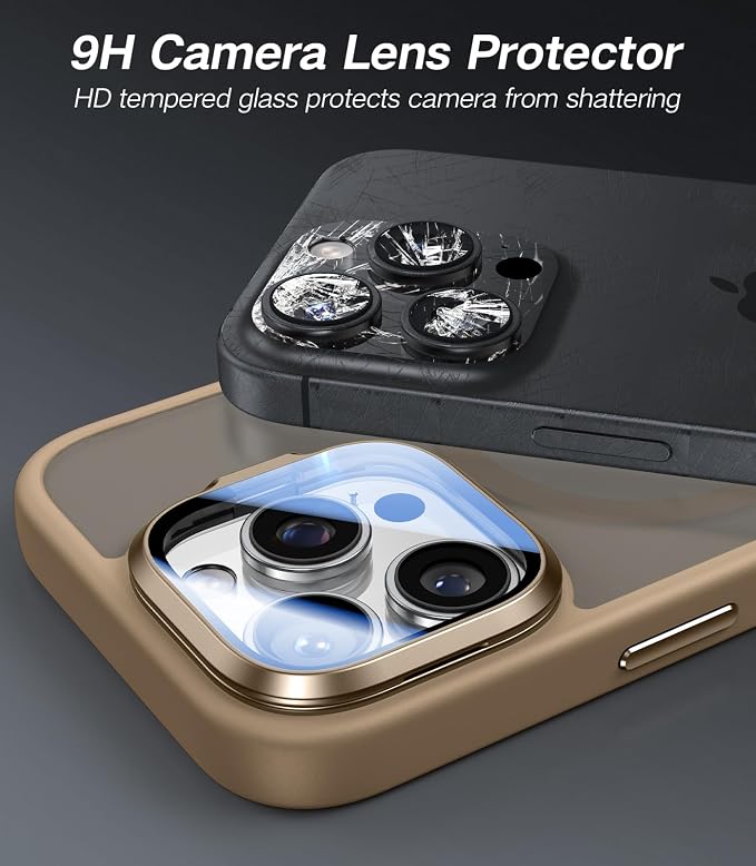 [Upgraded] for iPhone 16 Pro Case with Camera Cover Stand [Fit for MagSafe][9H Camera Lens Protector] Mil-Grade Protection Translucent Matte Magnetic iPhone 16 Pro Phone Case, Rose Gold