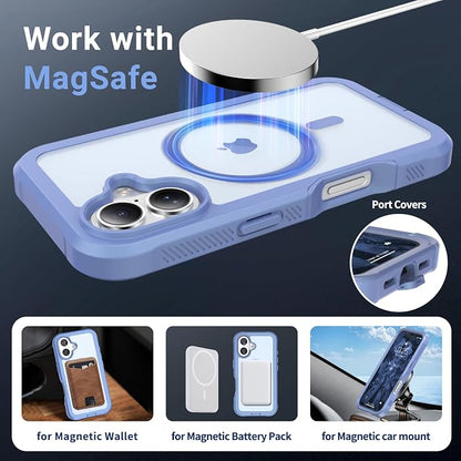 jaroco Magnetic for iPhone 17 Case, [Compatible with MagSafe][Military Grade Drop Protection][Heavy Duty Protection][Non-Slip][Shockproof] 2-Layer Durable Bumper Phone Case 6.3''-Blue Purple