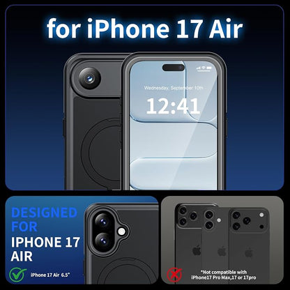 ANTSHARE Magnetic for iPhone Air Case Waterproof, Built in Screen Protector [Compatible with MagSafe] [Invisible Stand] [IP68 Underwater], Full Body Protection Phone Case 6.5'', Black
