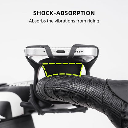 Bike Phone Mount for Handlebar – Scratch-Free Silicone Holder with Anti-Slip Grip, Universal Cycling Phone Stand Compatible with iPhone/Samsung (4.0"-7.2"),Horizontal & Vertical Installation