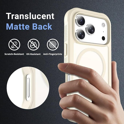 jaroco Magnetic for iPhone 17 Pro Case, [Compatible with MagSafe][Military Grade Drop Protection][Heavy Duty Protection][Non-Slip][Shockproof] 2-Layer Durable Bumper Phone Casee 6.3''-Antique White