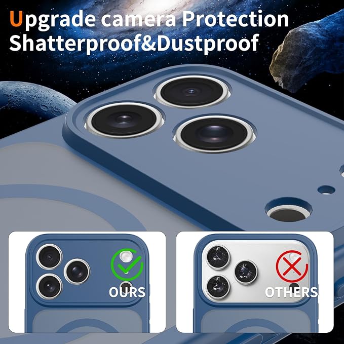 Magnetic iPhone Case Compatible with MagSafe, Shockproof Translucent Matte Phone Case for iPhone 17 Pro Max, iPhone 17 Pro, Anti-Fingerprint, Oil Resistant, Stain Resistant(Blue, iPhone 17 Pro Max)