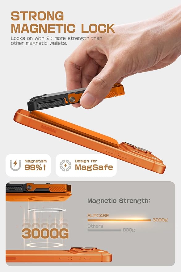 SUPCASE for MagSafe Wallet with Stand, Magnetic Wallet for Men, [Hold 5 Cards] [Adjustable Stand] [RFID Blocking] Phone Credit Card Holder Tripod for iPhone 17/16/15/14/13/12 Series, Coral