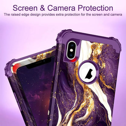 Hocase for iPhone Xs Max Case, Heavy Duty Shockproof Protection Soft Silicone Rubber+Hard Plastic Bumpers Hybrid Protective Case for iPhone Xs Max (6.5") 2018 - Midnight Purple