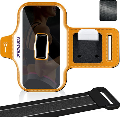 PORTHOLIC 2026 Running Armband Water Resistant Sports Phone Holder Case with Extension Strap,Card Slot Up to 6.9" Phone for iPhone 17/16/15/14/13 Plus Air Pro Max XR/XS, Galaxy S25/24/S10