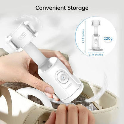 Auto Tracking Phone Holder, Auto Face Tracking Tripod, Portable All-in-one Smart Selfie Stick 360 Rotation Fast Face & Object Tracking Cameraman Robot Mount for Phone Video Vlog Live Streaming(White)