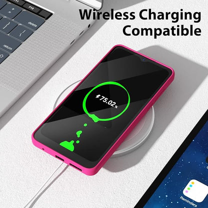 oakxco for Motorola Moto G Power 2022 Phone Case/Moto G Play 2023 Phone Case Liquid Silicone, Neon Bright Solid Color, Thin Slim Soft Rubber Gel Matte TPU Plain Simple Cover, Hot Pink Fuchsia