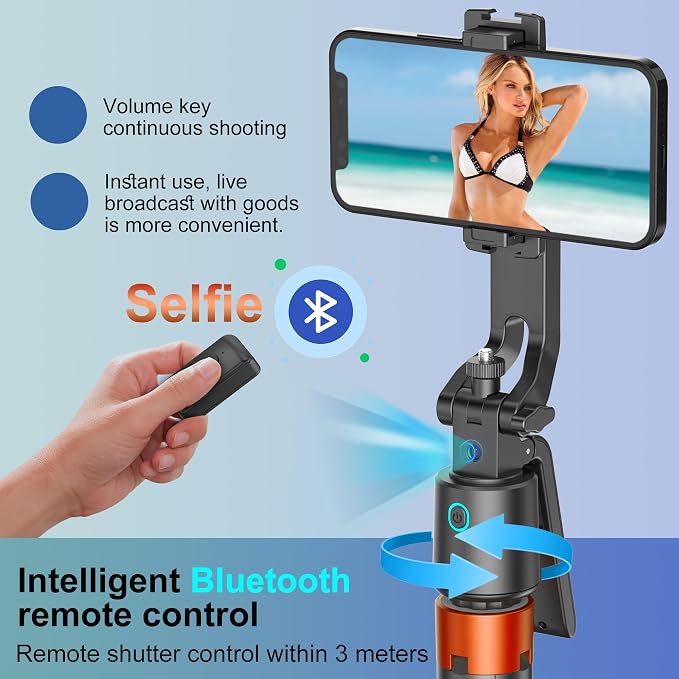 70" Auto Face Tracking Phone Tripod 360 Rotation,No App Required，Phone Tripod for w/Fill Light and Remote Control, Smart Shooting Stand for Vlog/TIK Tok Live Streaming YouTube Video Record