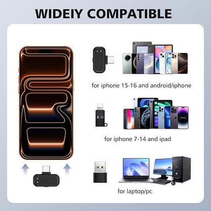 Mini Wireless Lavalier Microphones for iPhone 15/16/17 & Android, 30H Battery Life with Charging Case, Lapel Microphone Wireless for Video Recording Vlogging