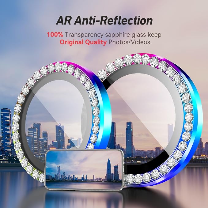 Jeluse Camera Lens Protector for iPhone 17 Pro Max/17 Pro/16 Pro Max/16 Pro/15 Pro Max/15 Pro/14 Pro Max/14 Pro, 9H Tempered Glass Screen Protector Cover Alignment Kit Metal Individual Ring