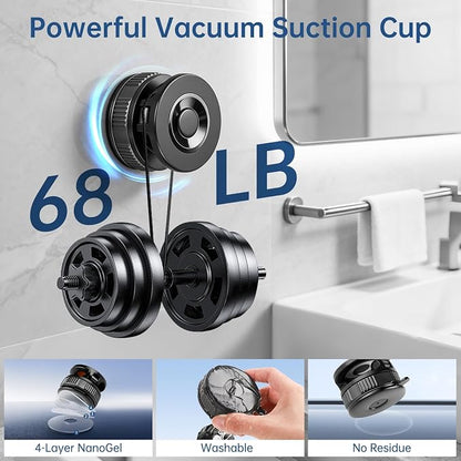 Vacuum Magnetic Shower Phone Holder for Mirror/Tile/Glass/Wood, 360° Adjustable Mirror Phone Holder for Shower/Bathroom/Office/Car with Suction Cup, Shower Phone Mount for iPhone MagSafe and Android