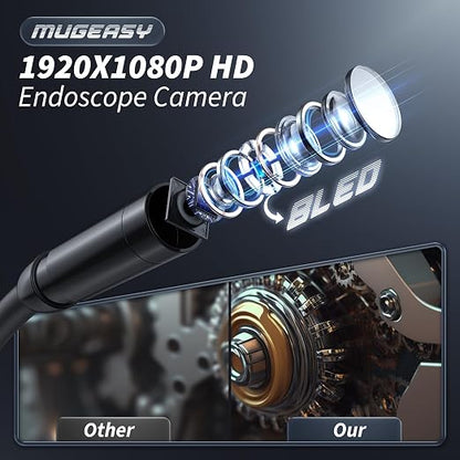 Endoscope Camera with Light, Inspection Borescope Camera with 4.3" IPS Screen, 1920P HD with 8 LED Lights, 10FT Semi-Rigid Cord Bore Scope, IP67 Waterproof Endoscope for Sewer, Tools(Orange)
