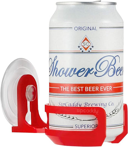 Bath & Shower Portable Cupholder Caddy for Beer & Wine Suction Cup Drink Holder, Red