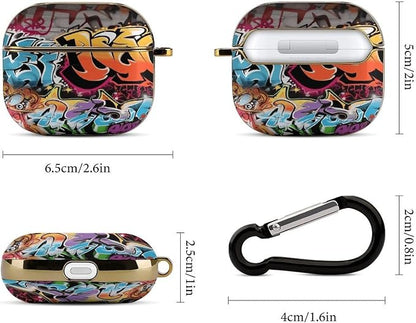 Graffiti Hip Hop 3 Case Cover and Keychain,Wireless Charging Compatible with 3rd Generation Case Portable Shockproof Protective Cover for Women Men