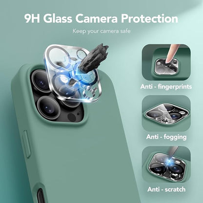 GONEZ Magnetic for iPhone 16 Pro Max Case, Compatible with MagSafe, Liquid Silicone Case, with Screen Protector + Camera Protector, Full Body Protective Shockproof Phone Cover 6.9", Midnight Green