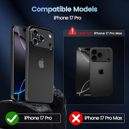 CACOE Camera Lens Protector for iPhone 17 Pro - Metal Frame Tempered Glass Cover, [Anti-Scratch] [Drop-Proof][Strong-Adhesion] Camera Screen Cover(Carbon Black)