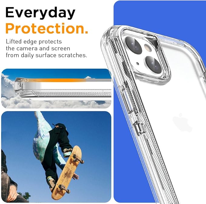 AICase for iPhone 16e/iPhone 13/iPhone 14 Case Clear 3 in 1 Heavy Duty Drop Protection Full Body Rugged Shockproof/Dust Proof 3-Layer Military Protective Tough Durable Cover for iPhone 16e/13/14 6.1"