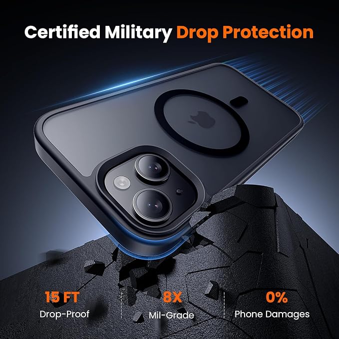 3 in 1 for iPhone 14 Case with MagSafe, Screen Protector*1 Camera Lens Protector*1,Matte Skin Feeling Back Cover Military-Grade Protection for iPhone 14 Phone Case 6.1 inch Matte Black