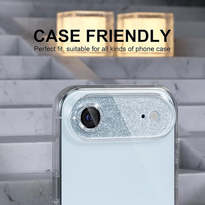 Choiche Compatible for iPhone 17 Air Camera Lens Protector, Bling Camera Cover with 9H Tempered Glass Lens Screen Protector Metal Ring Decoration Accessories 6.5-inch (Glitter-Sky Blue)