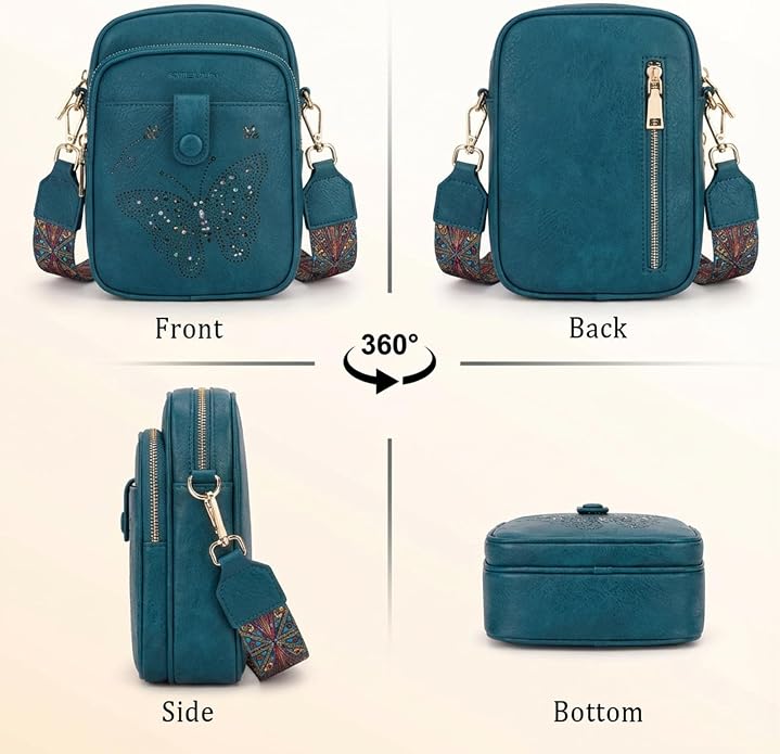 KITEVIUN Crossbody Bags for Women Leather Crossbody Purse Small Shoulder Phone Purse with Adjustable Strap & RFID Card Slots