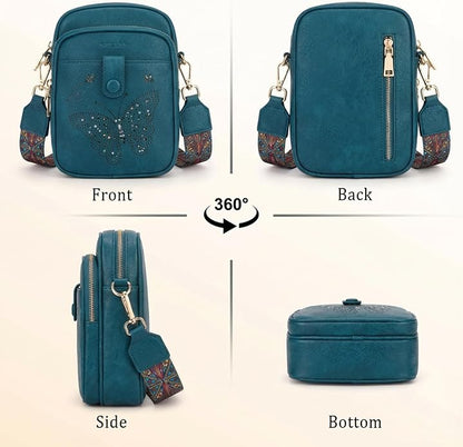 KITEVIUN Crossbody Bags for Women Leather Crossbody Purse Small Shoulder Phone Purse with Adjustable Strap & RFID Card Slots