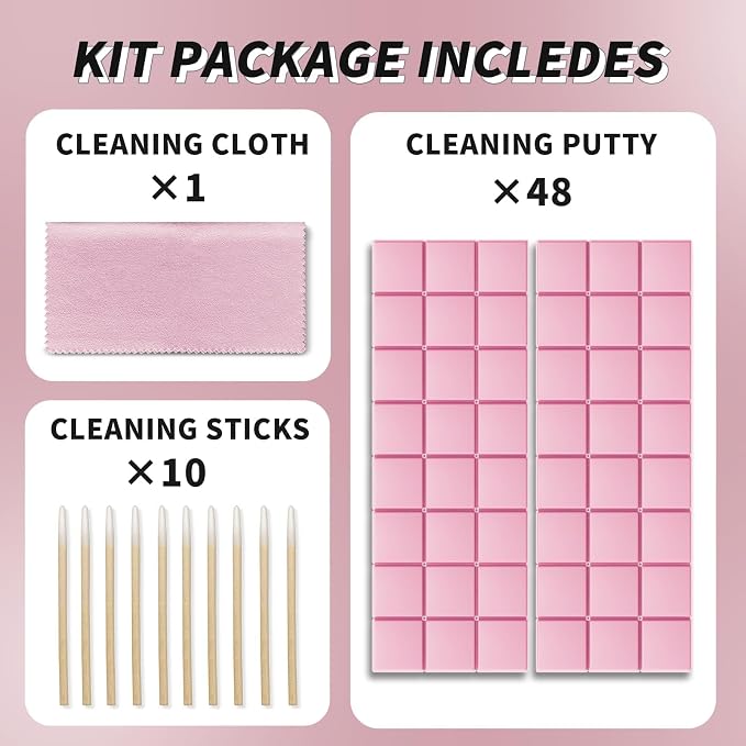 Cleaning Putty, Phone Cleaning Kit, Remove Ear Wax & Dirt & Gunk from Device's Small Crevices, for AirPod Cleaner Kit for Airpods Charging Case/Headphones/Phone/Electronics(Pink)
