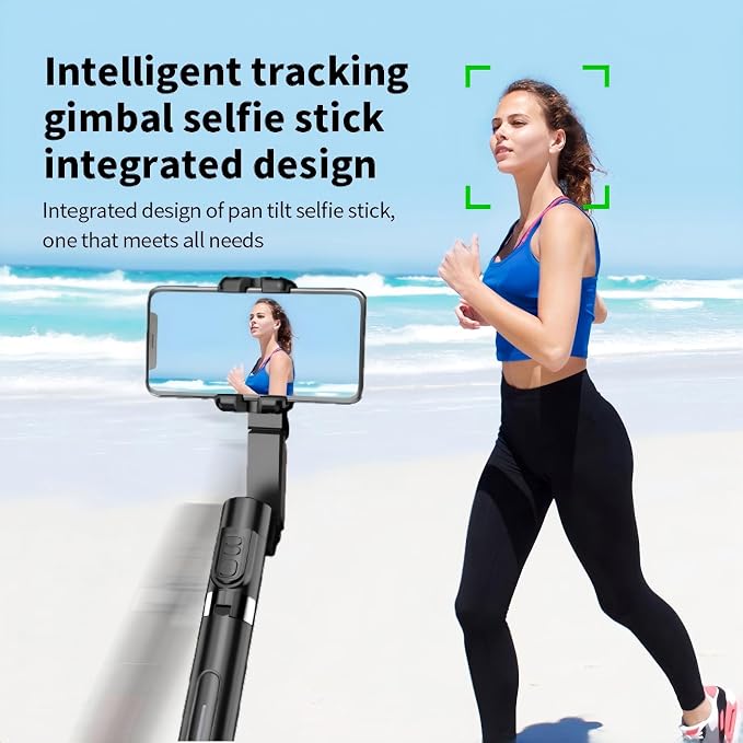 AI Tracking Gimbal Stabilizer for SmartiPhone - 360° Auto Face Follow, Bluetooth Remote, Anti-Shake Tripod for Vlogging/Live Stream, Metal Bracket with Gesture Control
