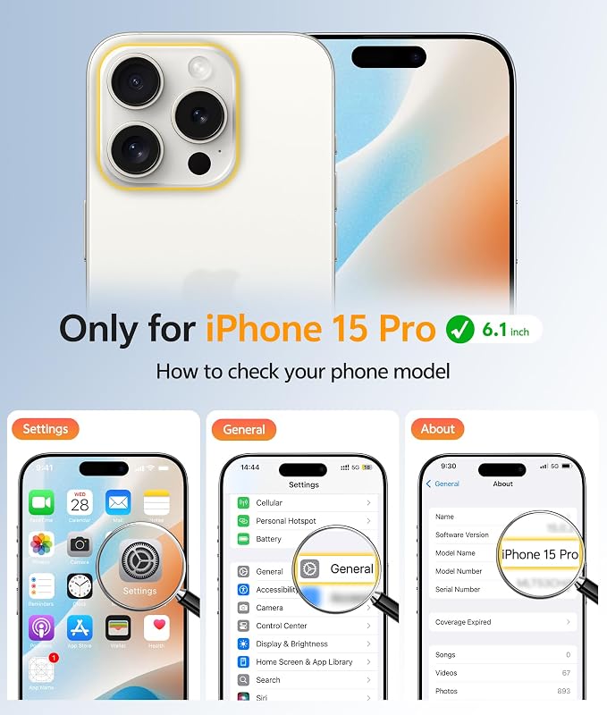 FNTCASE for iPhone 15 Pro Case: [Compatible with Magsafe] Translucent Matte Cases with [Full Camera Protection] [Screen Protector] Military Grade Shockproof Protective Phone Cover - Gray