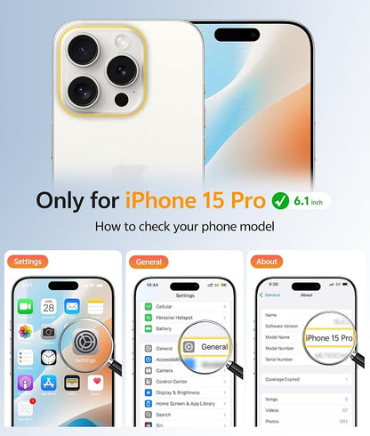 FNTCASE for iPhone 15 Pro Case: [Compatible with Magsafe] Translucent Matte Cases with [Full Camera Protection] [Screen Protector] Military Grade Shockproof Protective Phone Cover - Gray